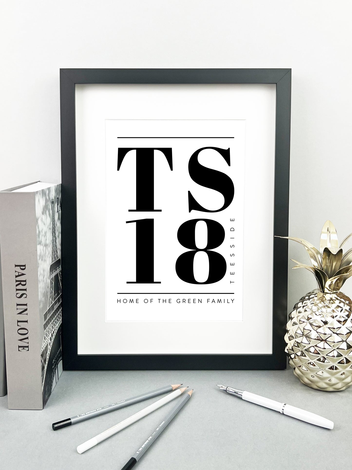 Personalised Postcode Print Black & White