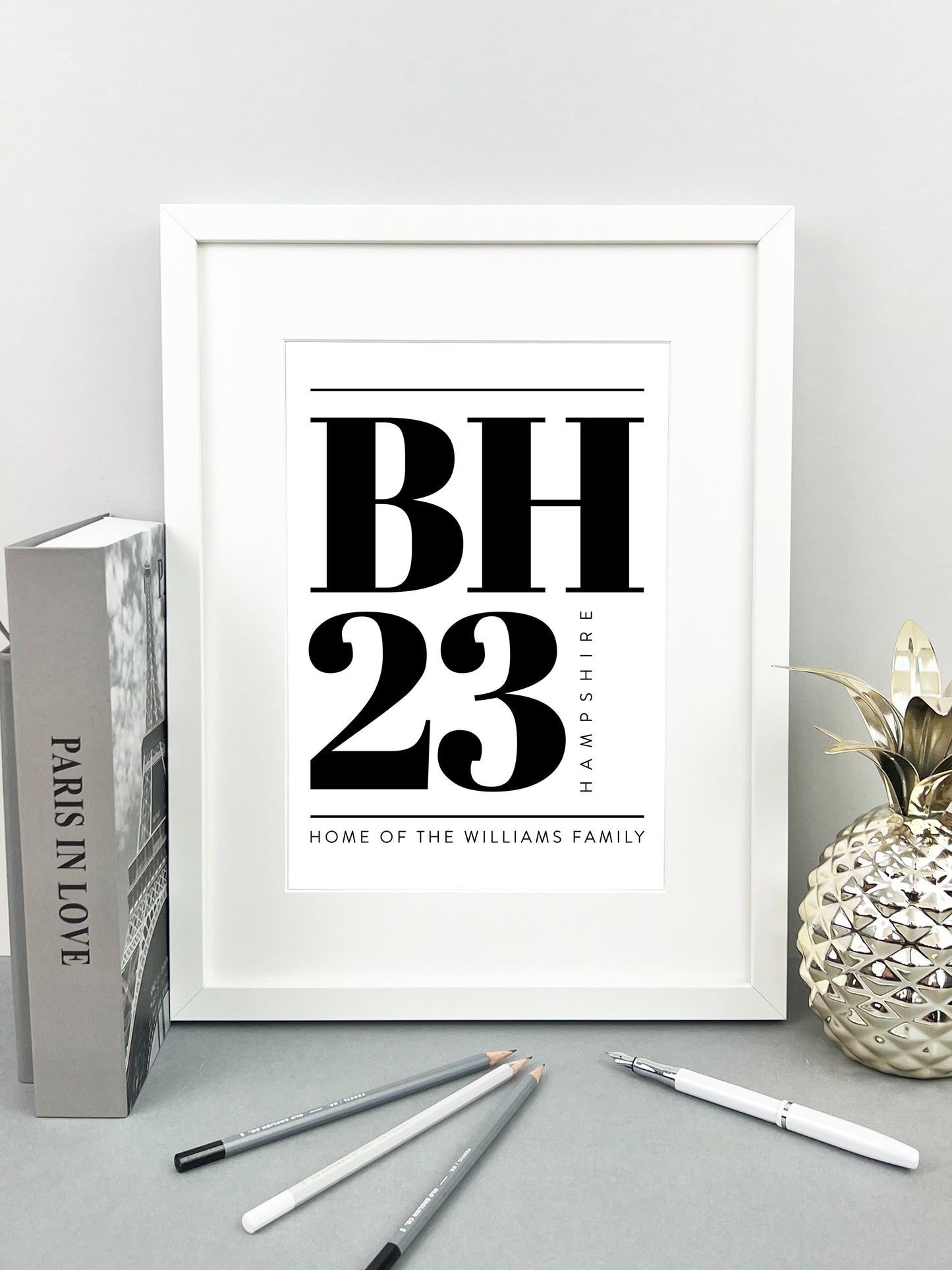 Personalised Postcode Print Black & White