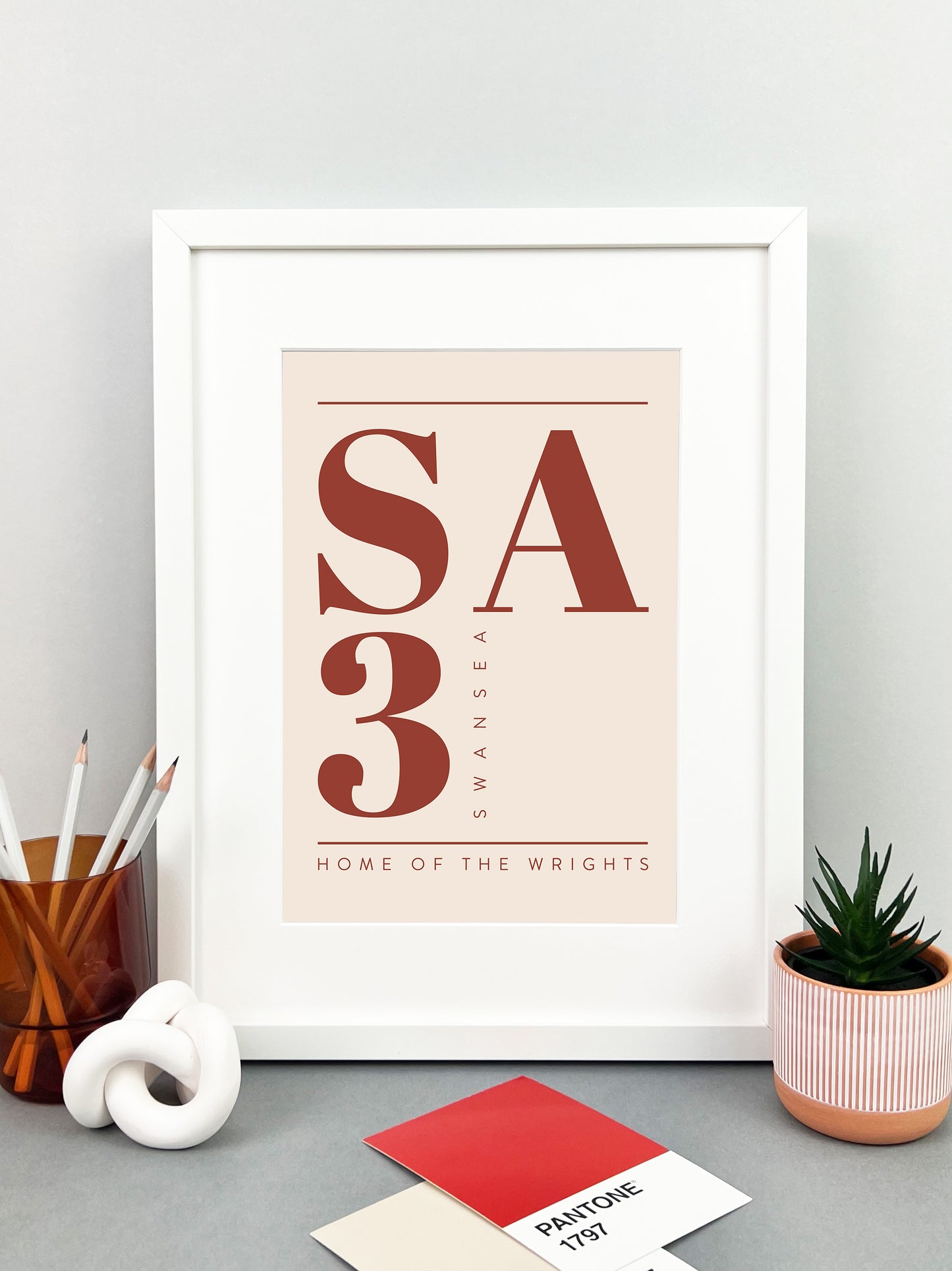 Personalised Postcode Print Cream & Terracotta