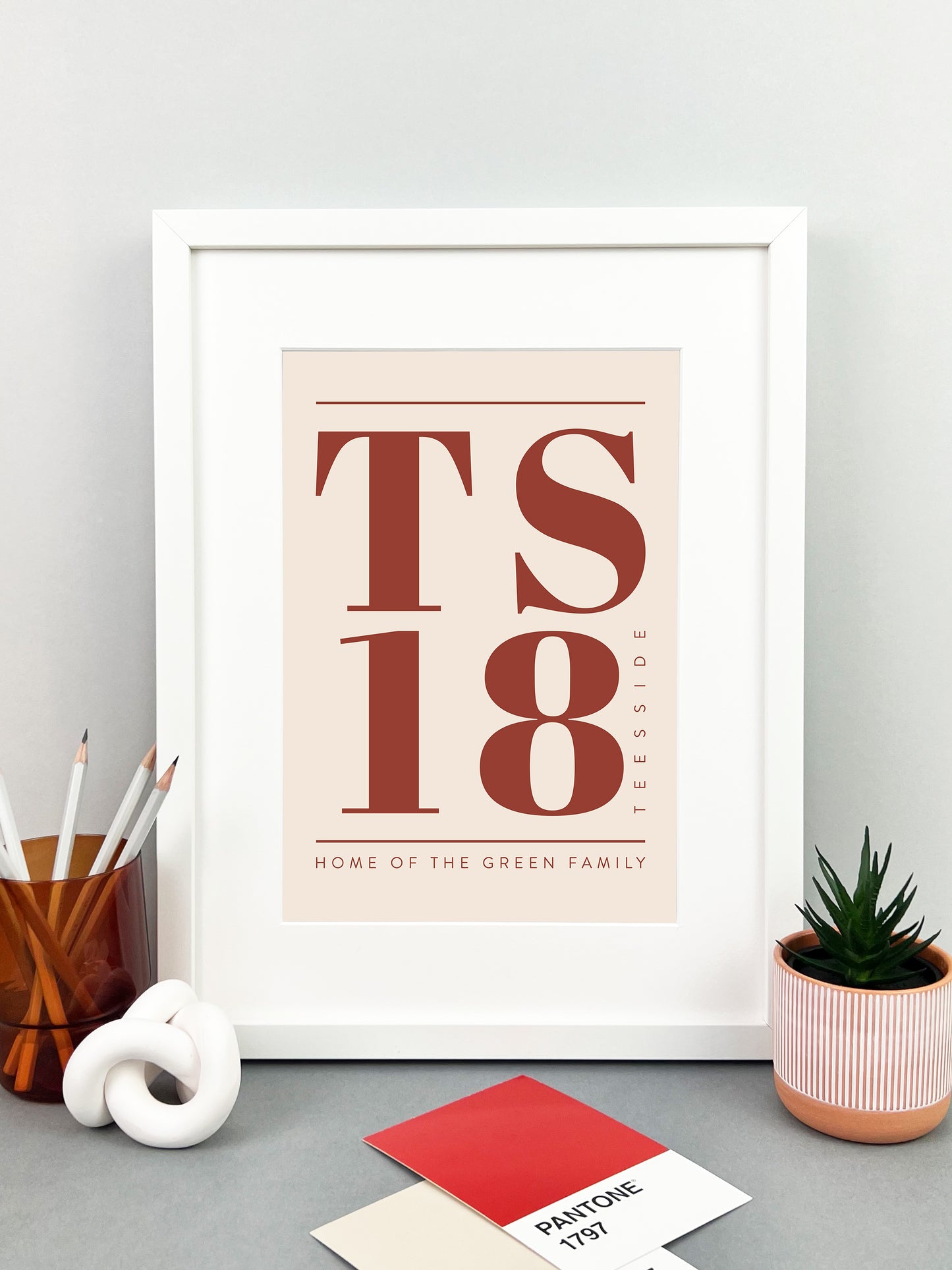 Personalised Postcode Print Cream & Terracotta