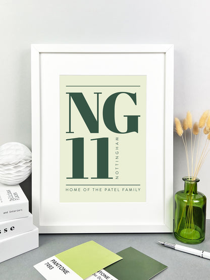 Personalised Postcode Print Apple and Green