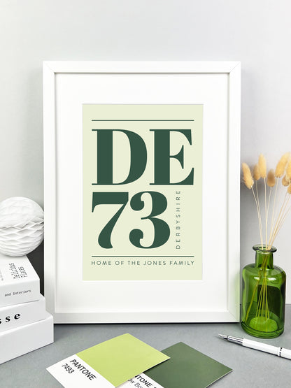 Personalised Postcode Print Apple and Green