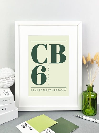 Personalised Postcode Print Apple and Green