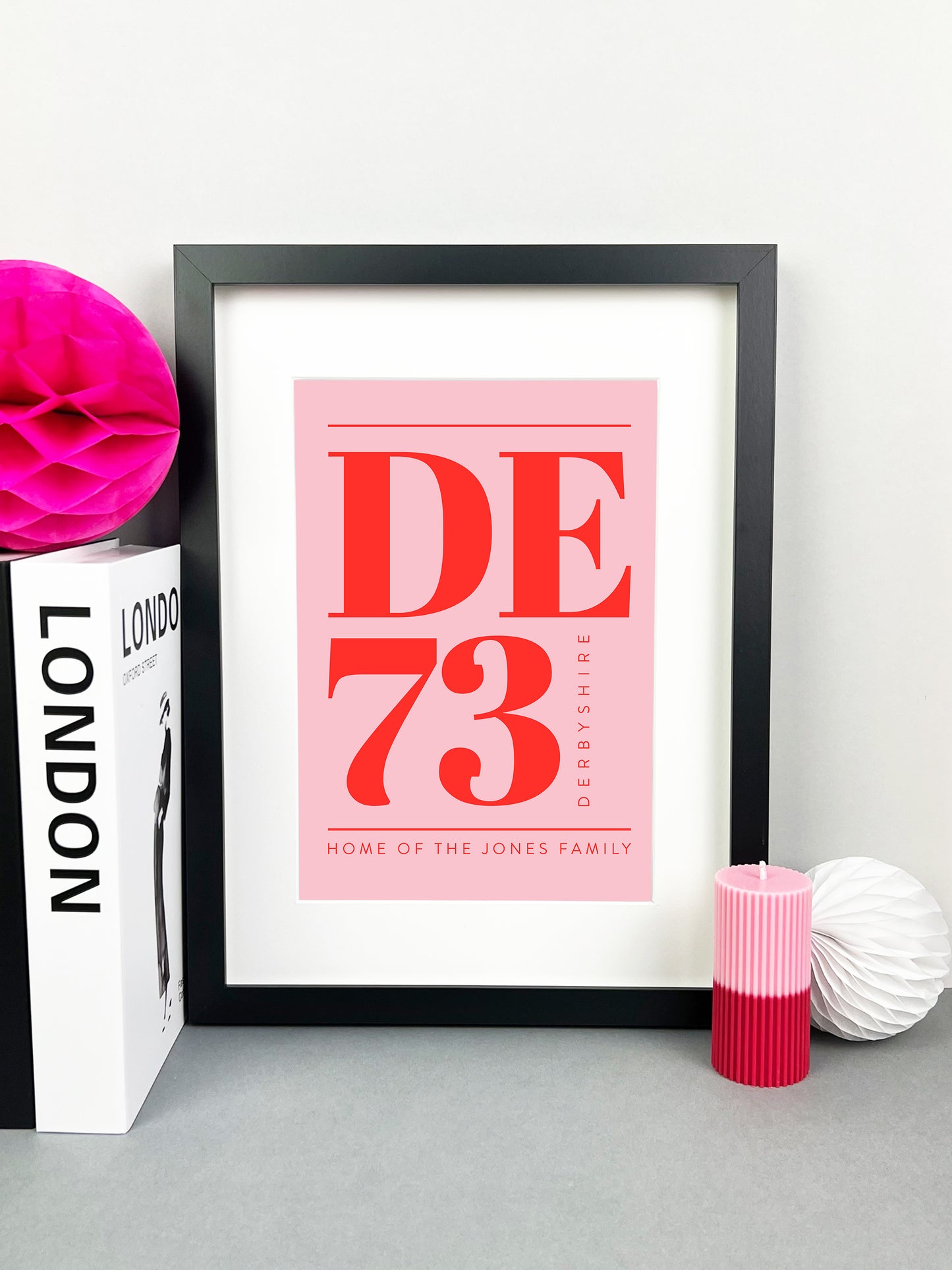 Personalised Postcode Print Pink and Red