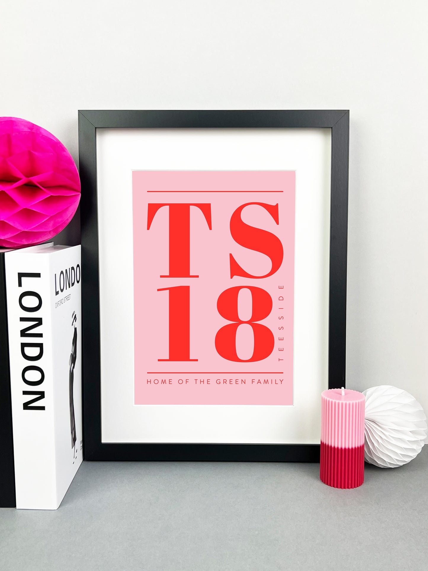 Personalised Postcode Print Pink and Red