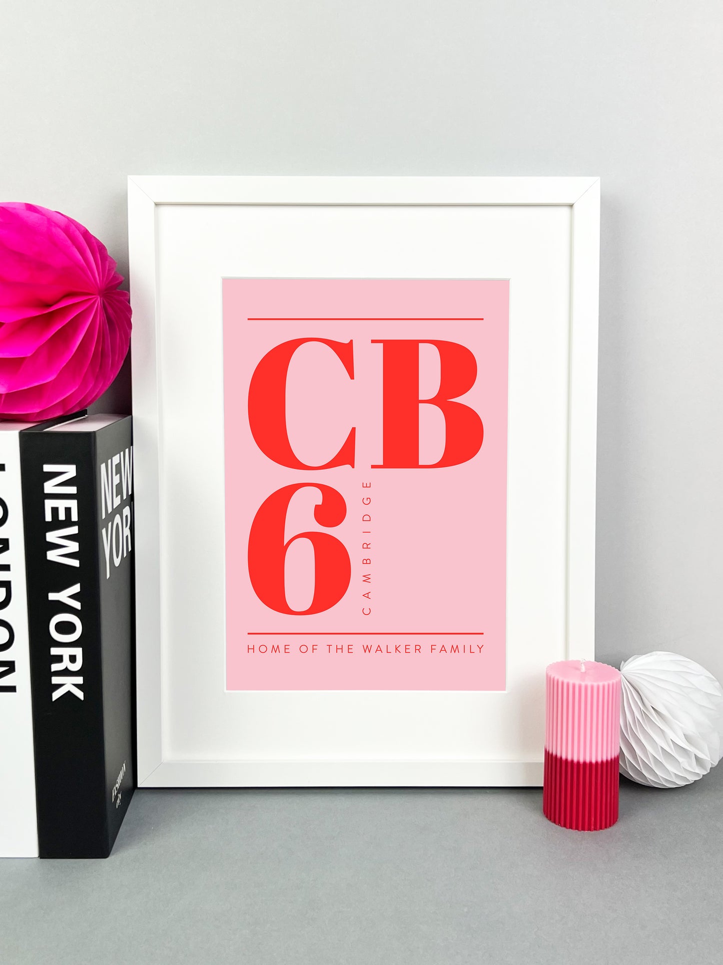 Personalised Postcode Print Pink and Red