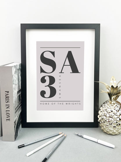 Personalised Postcode Print Grey & Slate