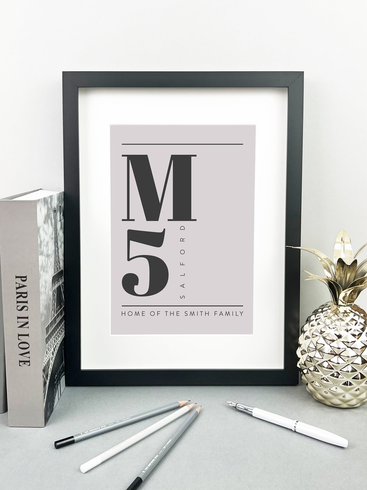 Personalised Postcode Print Grey & Slate