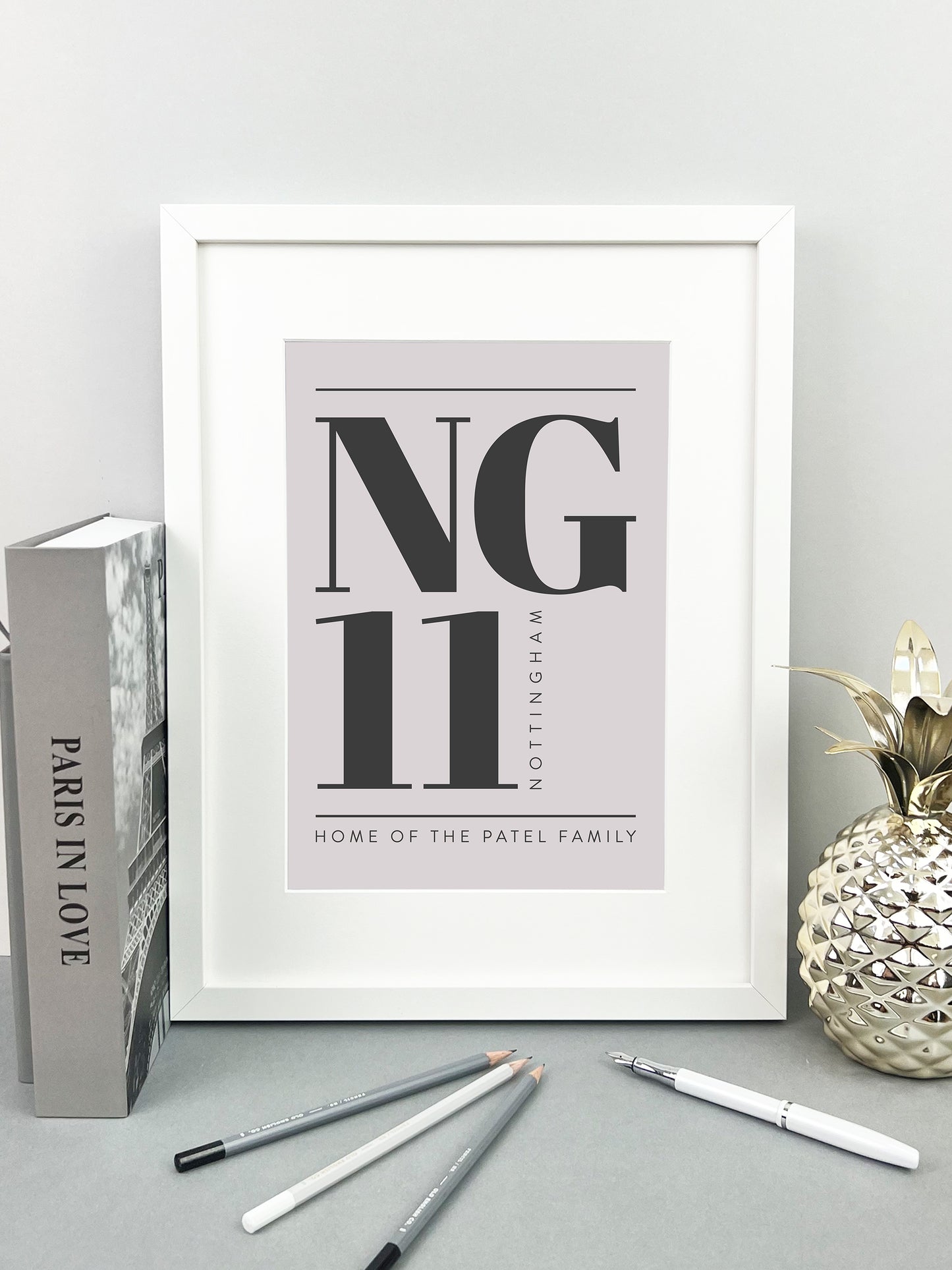 Personalised Postcode Print Grey & Slate