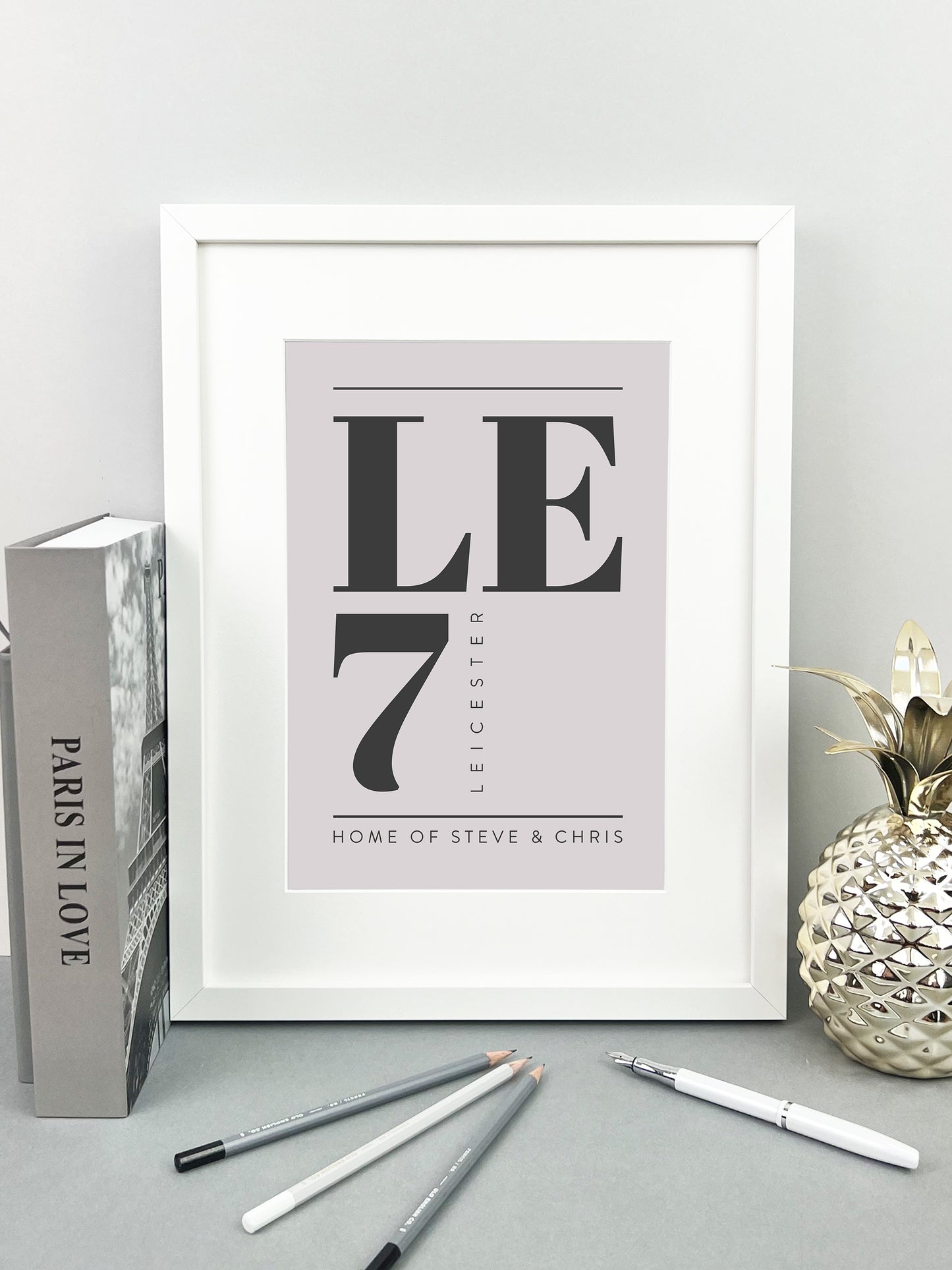 Personalised Postcode Print Grey & Slate