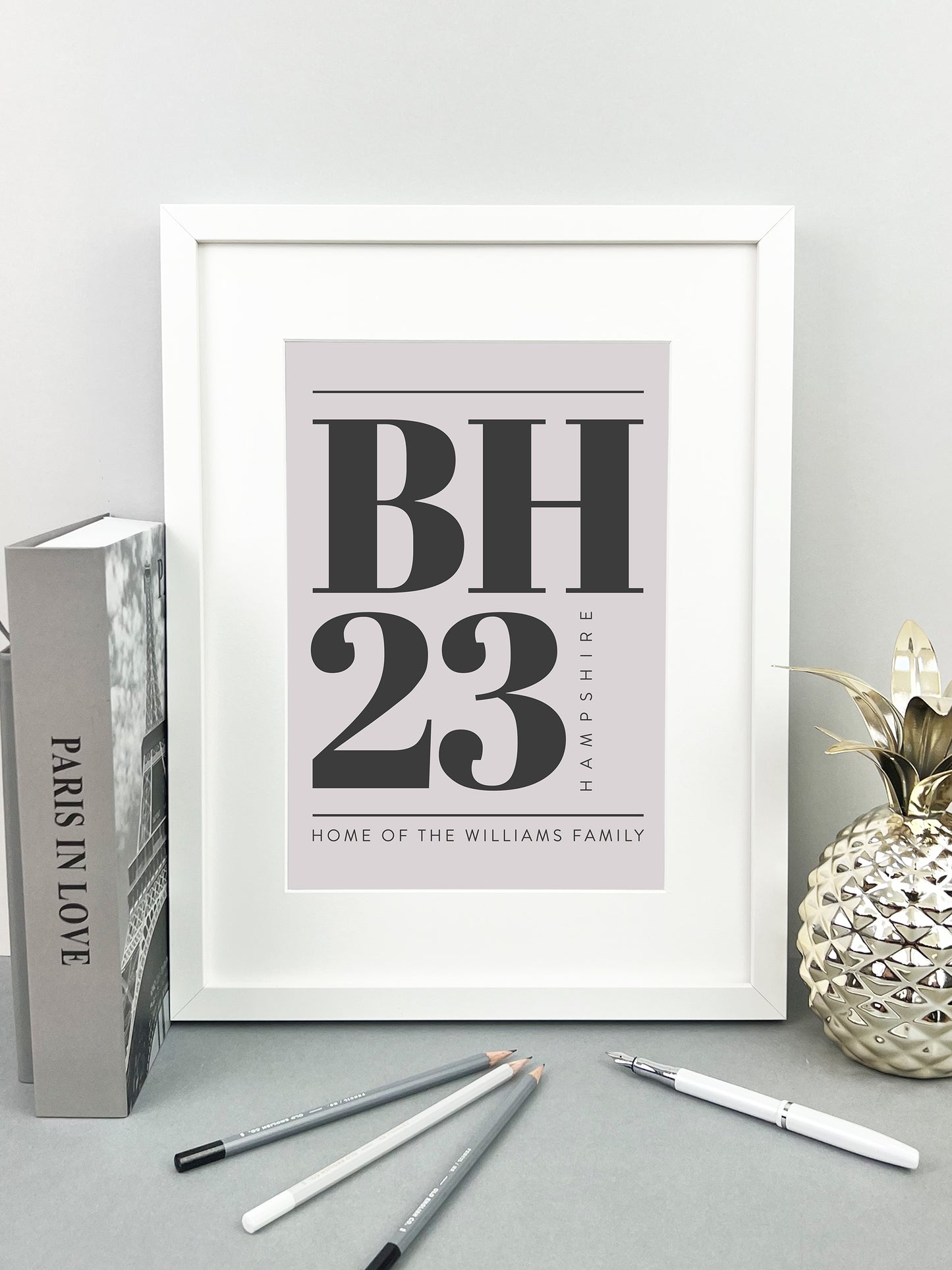 Personalised Postcode Print Grey & Slate