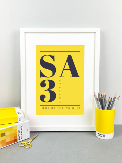 Personalised Postcode Print Yellow & Grey