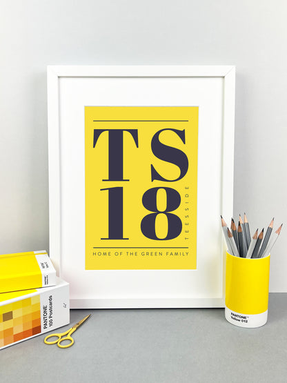 Personalised Postcode Print Yellow & Grey