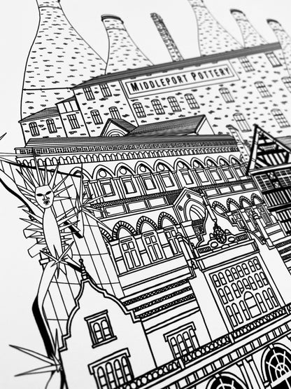 Personalised Stoke-on-Trent City Illustration Print