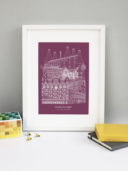 Personalised Blueprint Stoke-on-Trent Illustration