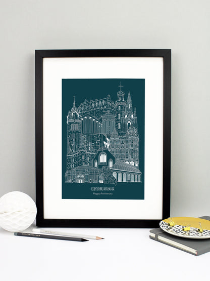 Personalised Blueprint Edinburgh Illustration