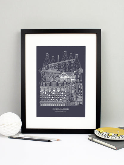 Personalised Blueprint Stoke-on-Trent Illustration