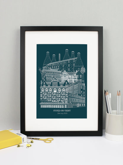 Personalised Blueprint Stoke-on-Trent Illustration